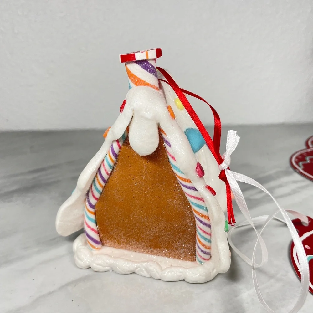 Sugar Plum Dreams Gingerbread House Christmas Ornaments Set‎ of 3 Glitter Candy